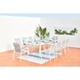 Voir la diapositive 2 : CONCEPT USINE Table de jardin 8 chaises et 2 fauteuils en alu gris-blanc ELADA