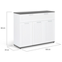 Voir la diapositive 5 : ID MARKET Buffet 100 cm VITO 3 portes et 1 tiroir blanc et plateau gris