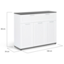 Voir la diapositive 5 : ID MARKET Buffet 100 cm VITO 3 portes et 1 tiroir blanc et plateau gris