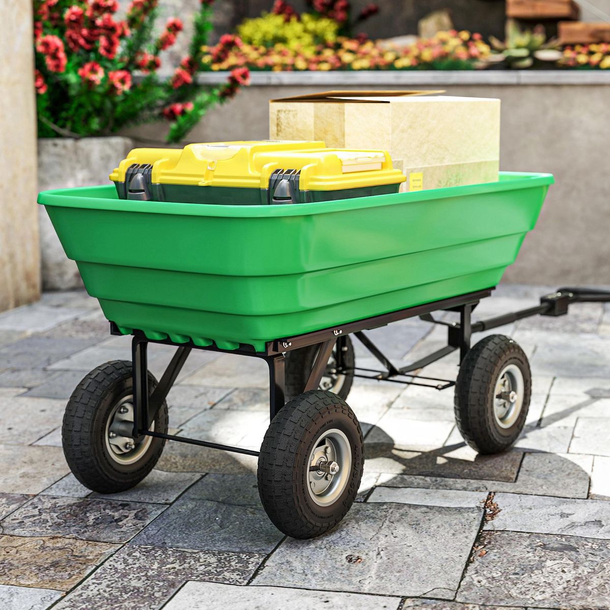 OUTSUNNY Lot de 2 roues pneus de remplacement dia. 255 mm alésage 16 mm moyeu métal caoutchouc