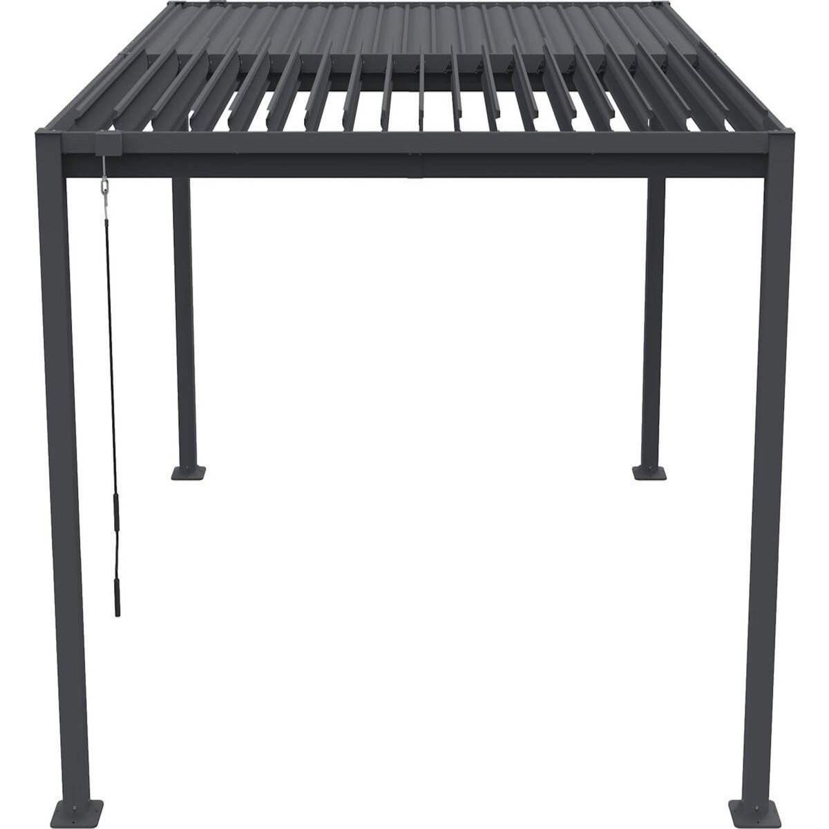 Habitat et Jardin Pergola bioclimatique avec rideau et moustiquaire  Howard  - 3 x 4 m - Gris