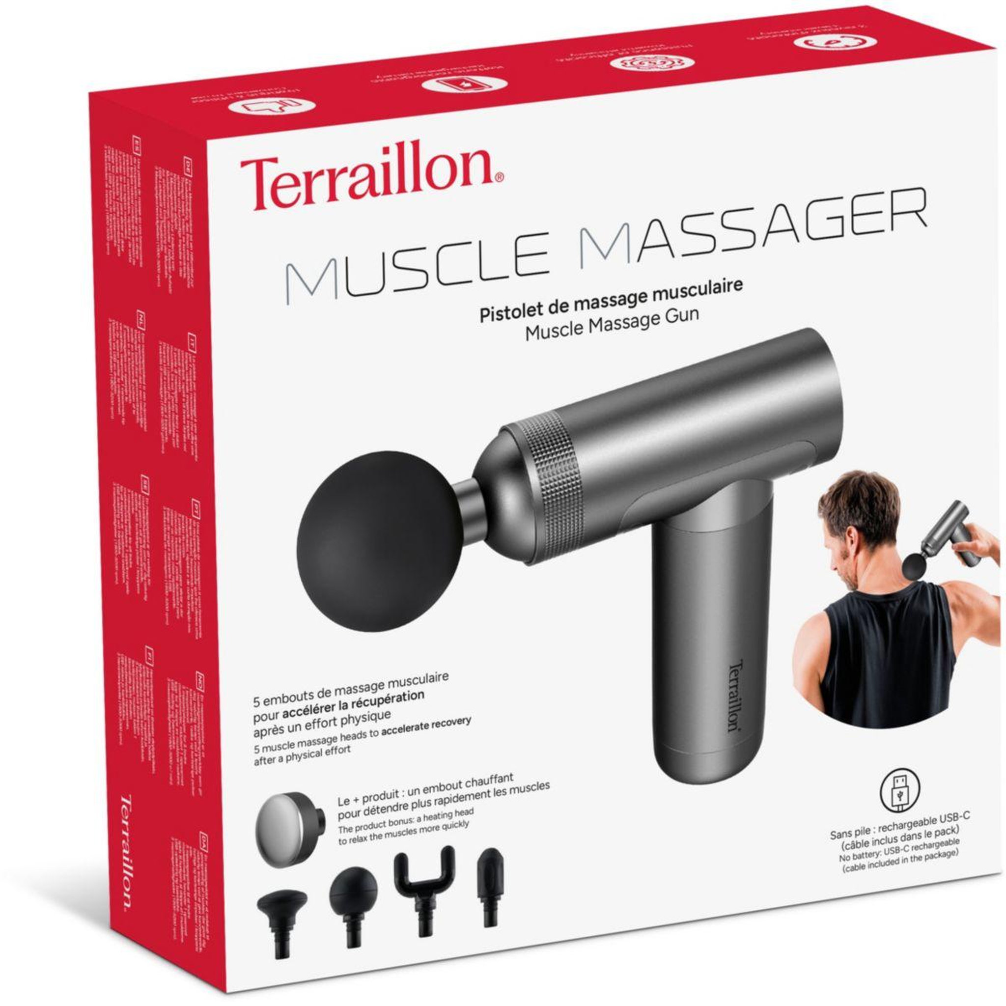 Voir la diapositive 4 : Terraillon Pistolet de massage 5 embouts