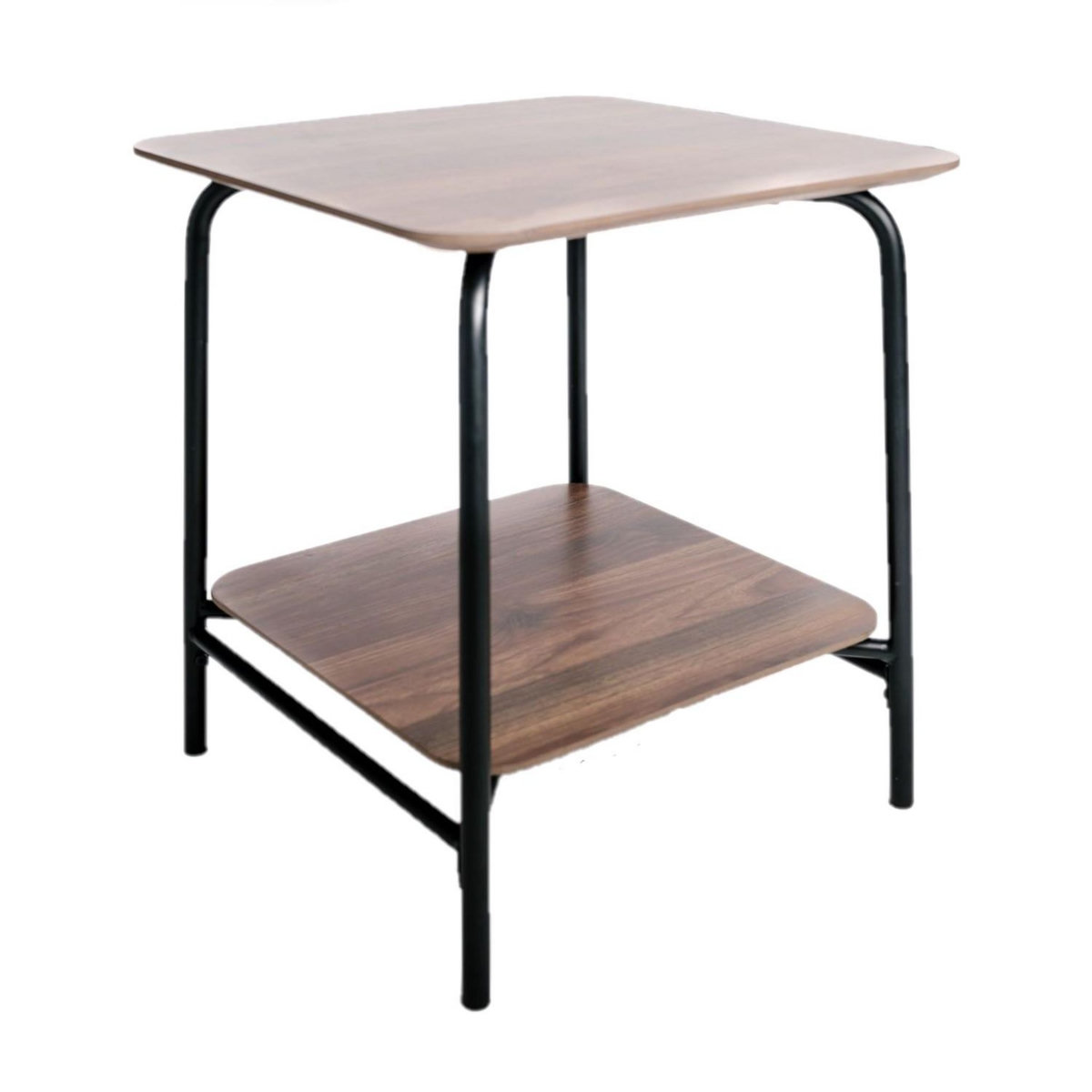 KB8 Table d'appoint en Métal et MDF avec 1 étagère - Marron et Noir