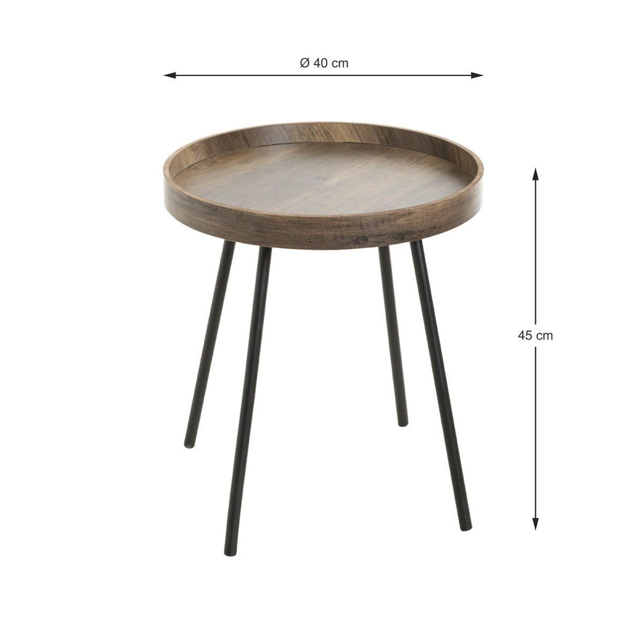 Voir la diapositive 5 : Paris Prix Table d'appoint avec rebord  miranda  45cm chêne foncé & noir