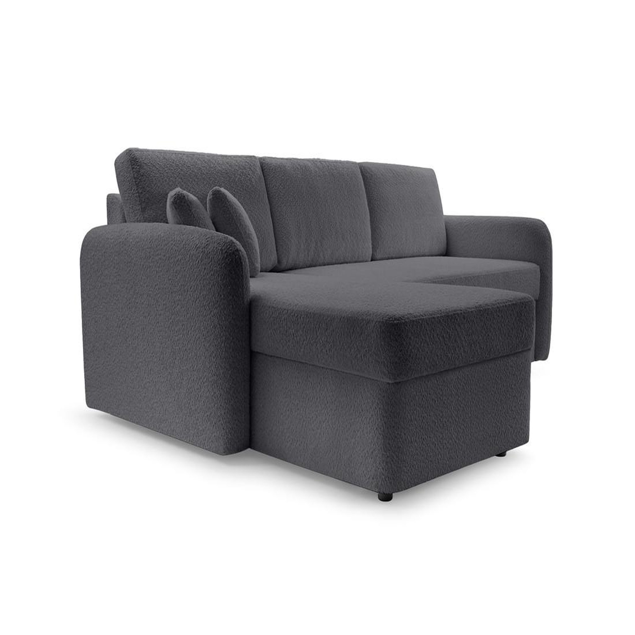Voir la diapositive 5 : BEST MOBILIER Pocatello - canapé d'angle réversible 4 places - convertible avec coffre - en tissu bouclette