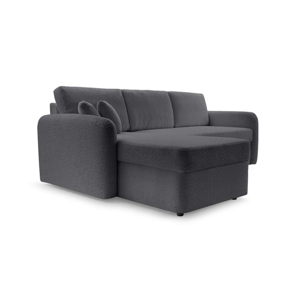 BEST MOBILIER Pocatello - canapé d'angle réversible 4 places - convertible avec coffre - en tissu bouclette