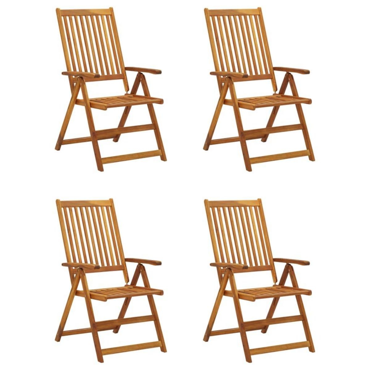 VIDAXL Chaises inclinables de jardin lot de 4 et coussins Bois acacia