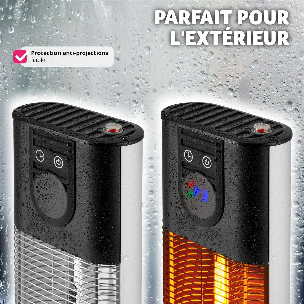 tectake Radiateur infrarouge 3 niveaux de puissance 500, 1000 et 1500 W noir