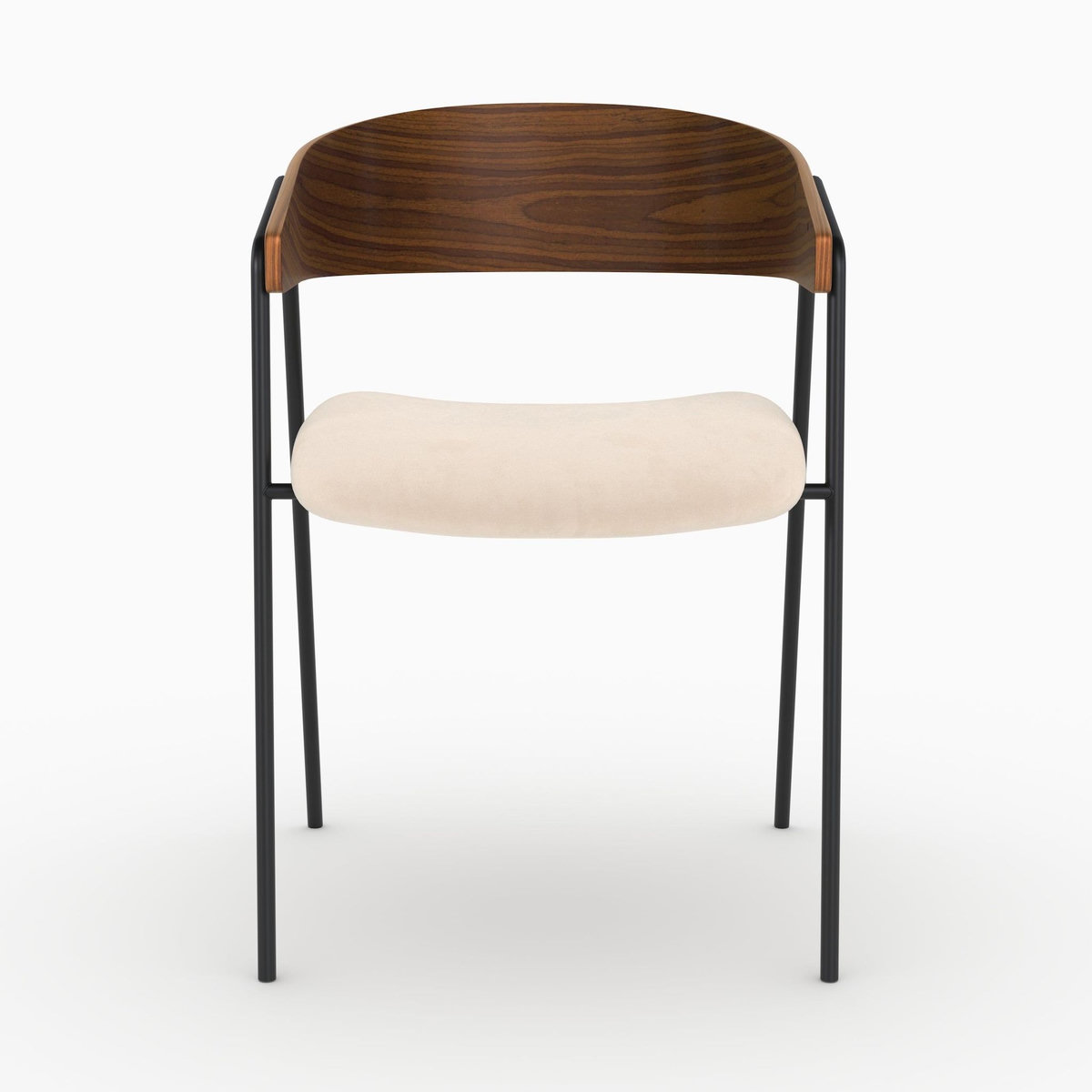 Rendez vous déco Lot de 2 chaises en velours blanc cassé et bois de noyer-Esmée