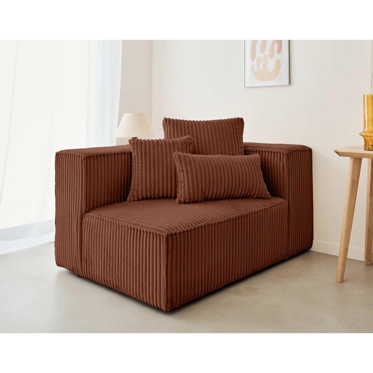 LISA DESIGN Colombine - module d'assise droit - en velours côtelé grosses côtes