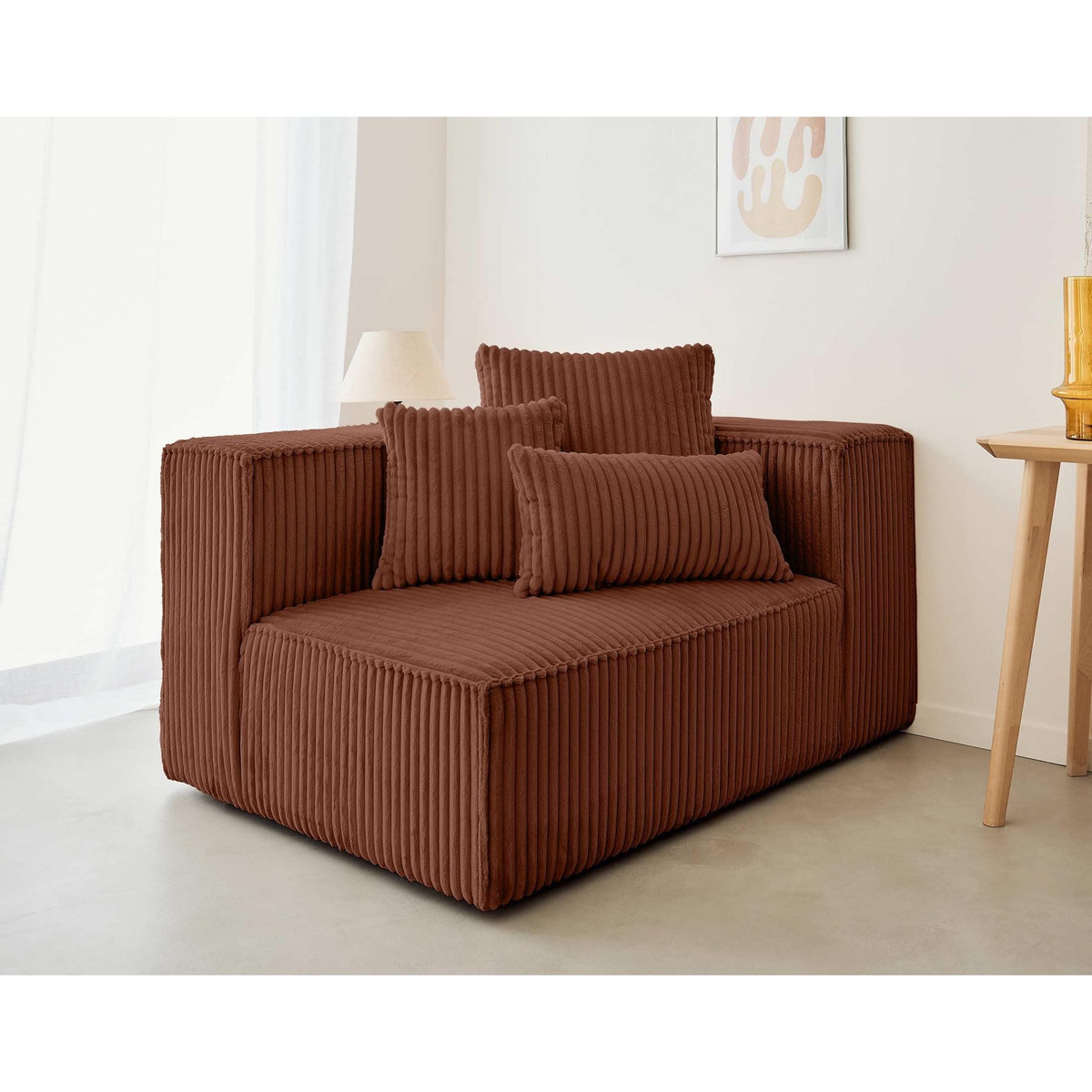 LISA DESIGN Colombine - module d'assise droit - en velours côtelé grosses côtes
