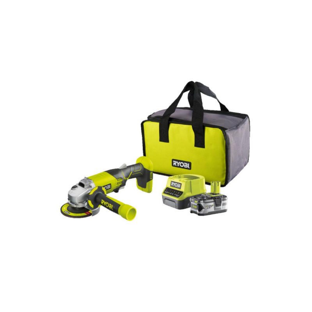Ryobi Meuleuse d'angle RYOBI 18V One+ R18AG-140S - Batterie Lithium-ion 4.0 Ah - Chargeur