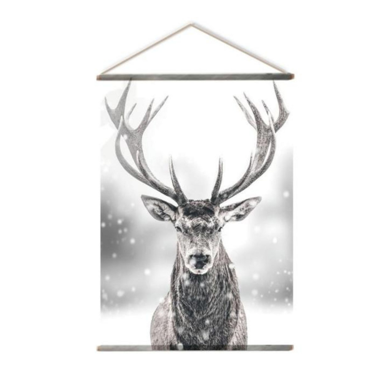 Paris Prix Toile Murale à Suspendre  Cerf  90x130cm Noir & Blanc