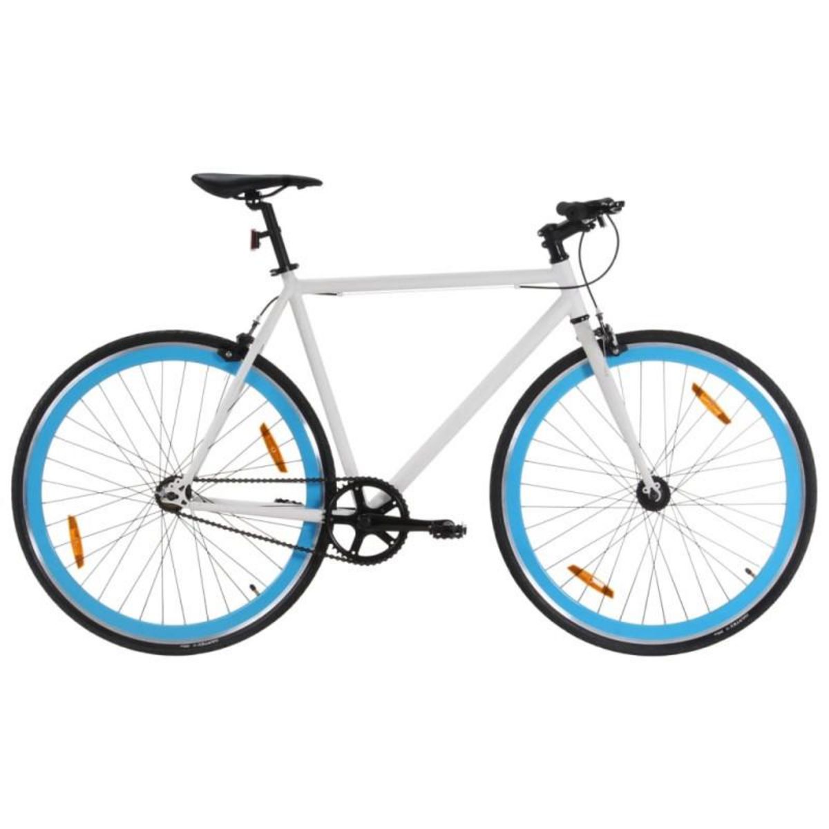 VIDAXL Vélo à pignon fixe blanc et bleu 700c 59 cm