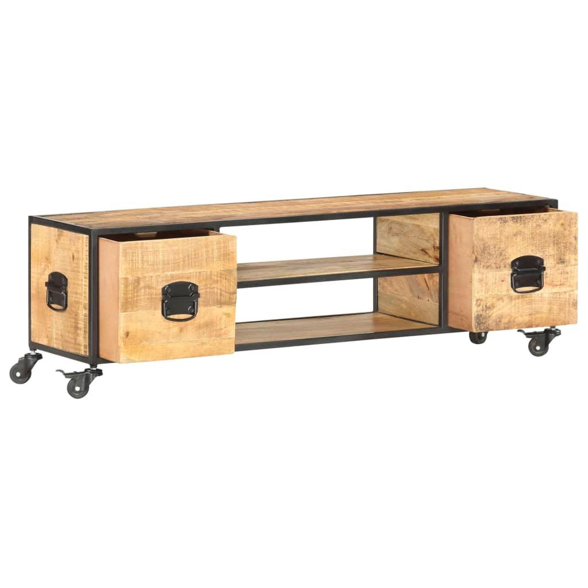 Voir la diapositive 3 : VIDAXL Meuble tv 130x30x39 cm bois massif de manguier