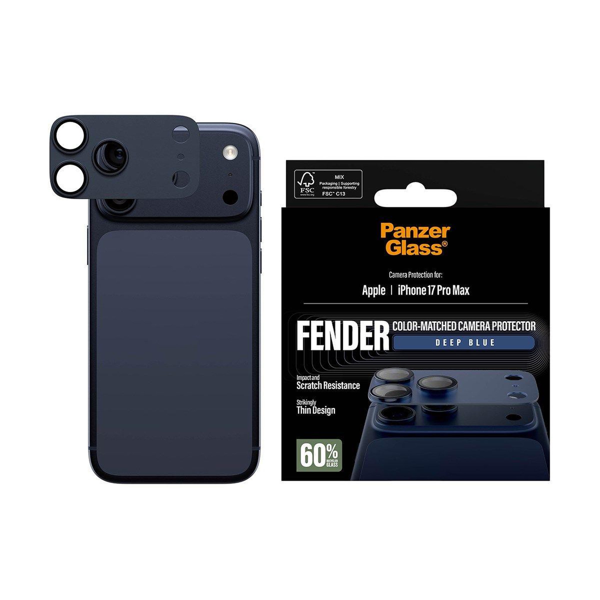 Voir la diapositive 2 : PANZERGLASS Protège objectif iPhone 17 Pro Max protège obj Bleu int