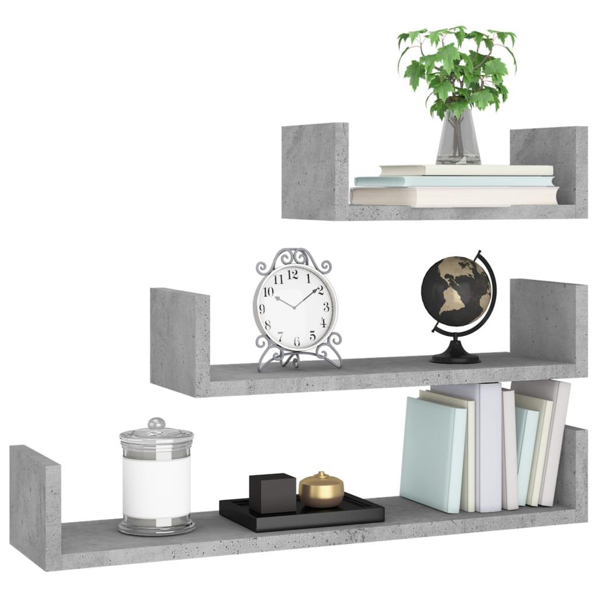 Voir la diapositive 3 : VIDAXL Etageres murales 3 pcs Gris beton Bois d'ingenierie