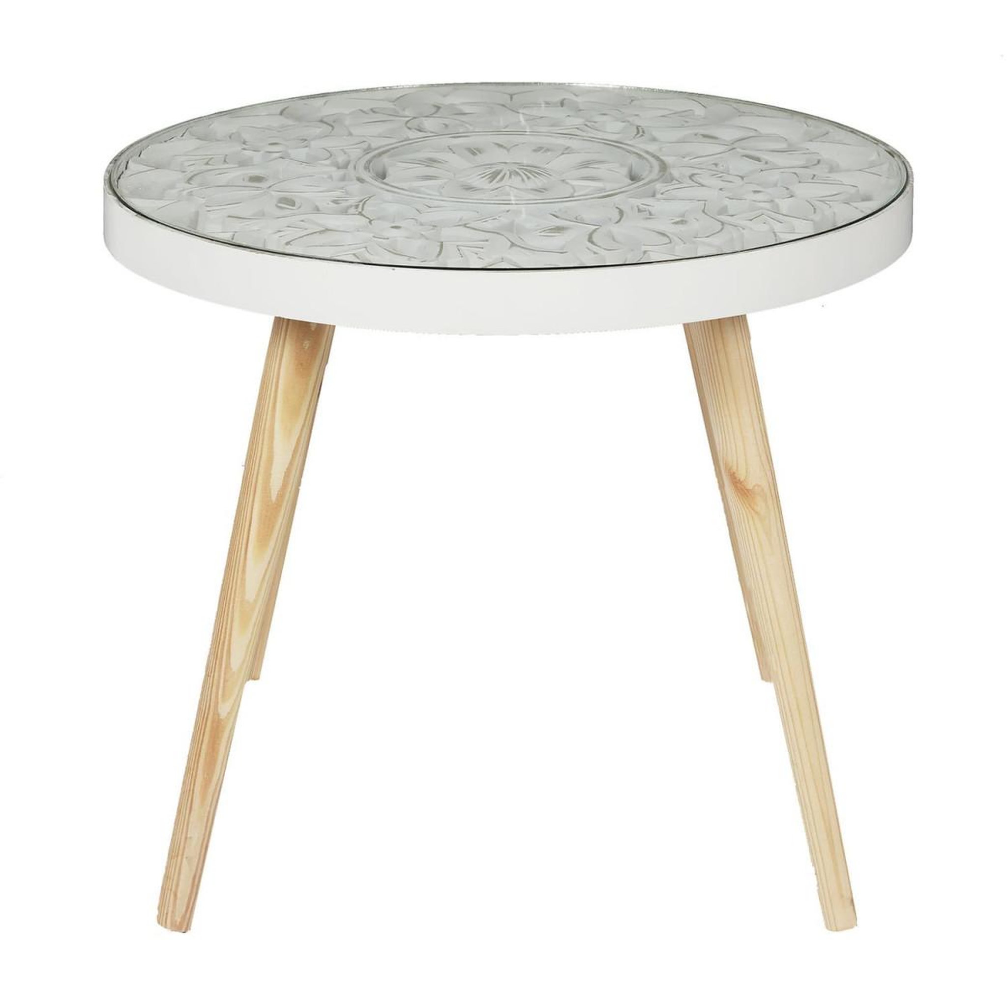 Voir la diapositive 2 : The Home Deco Factory Table d'appoint design  arabesque  50cm blanc