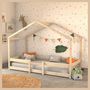 Voir la diapositive 1 : Ensemble Lit cabane 90x190 cm en bois massif avec sommier et barrière de protection FLORIDA + matelas mousse 90x190 cm DIONE