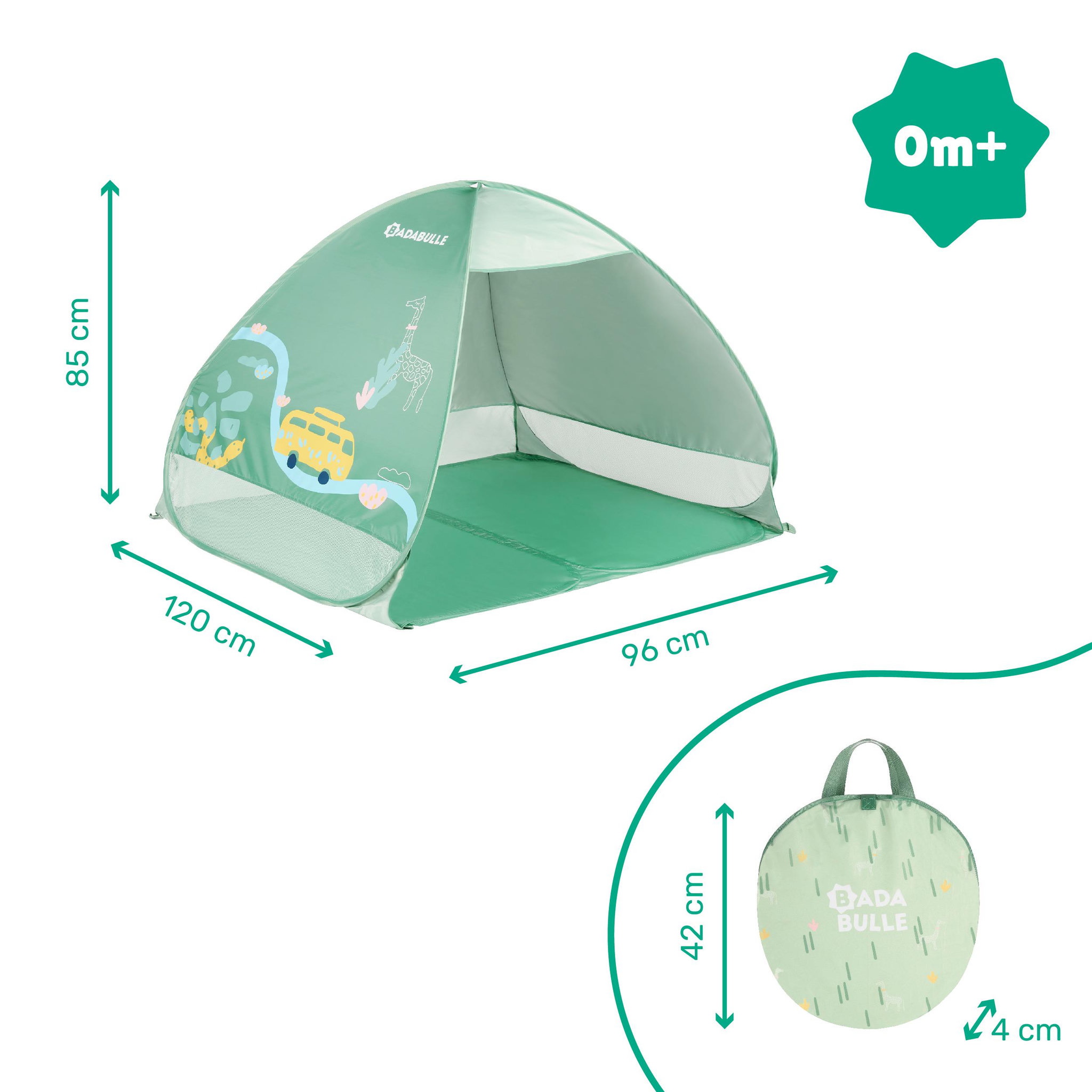 Voir la diapositive 6 : BADABULLE Tente anti-uv pour enfant badabulle - système pop-up - protection fps 50+