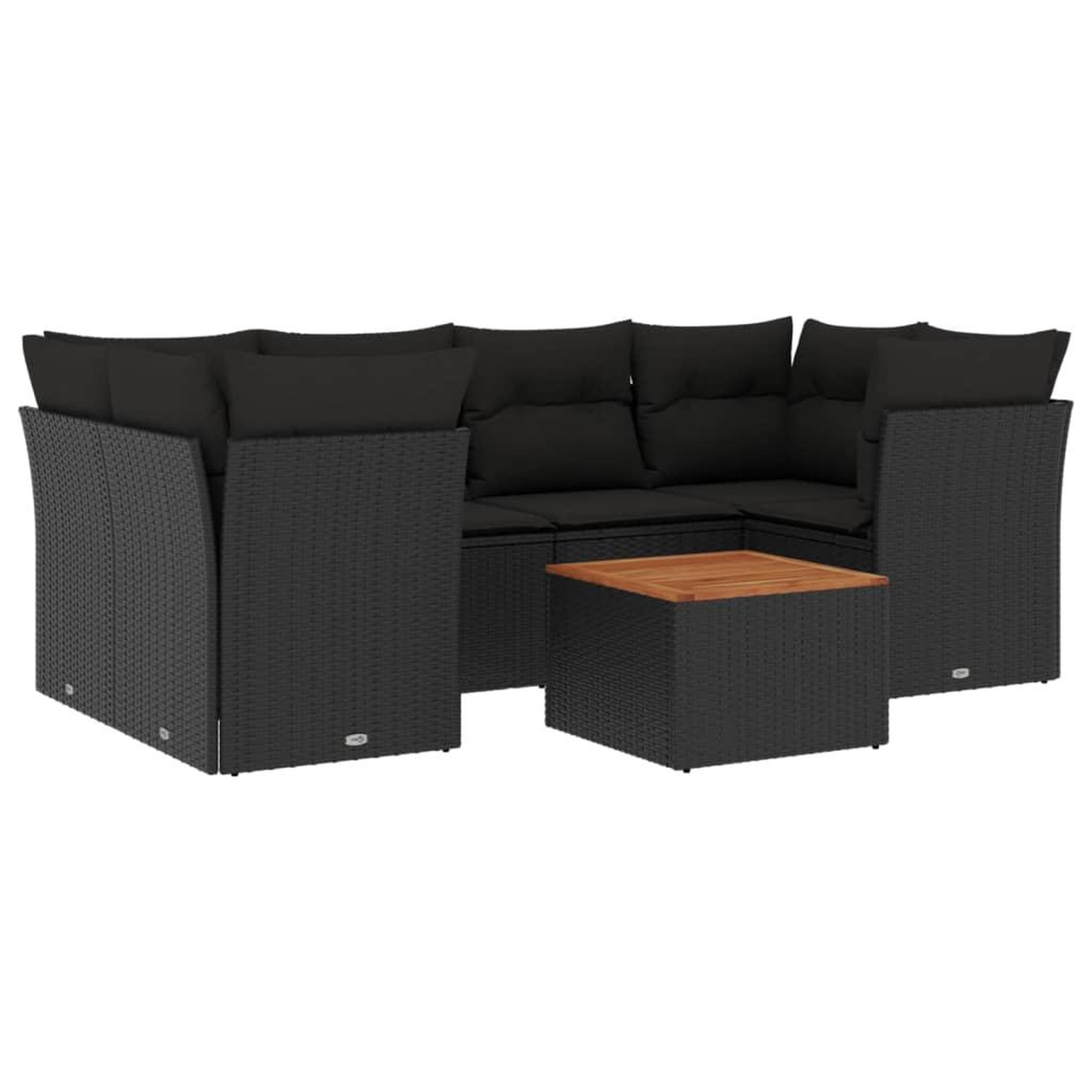 Voir la diapositive 2 : VIDAXL Salon de jardin 7 pcs avec coussins noir resine tressee