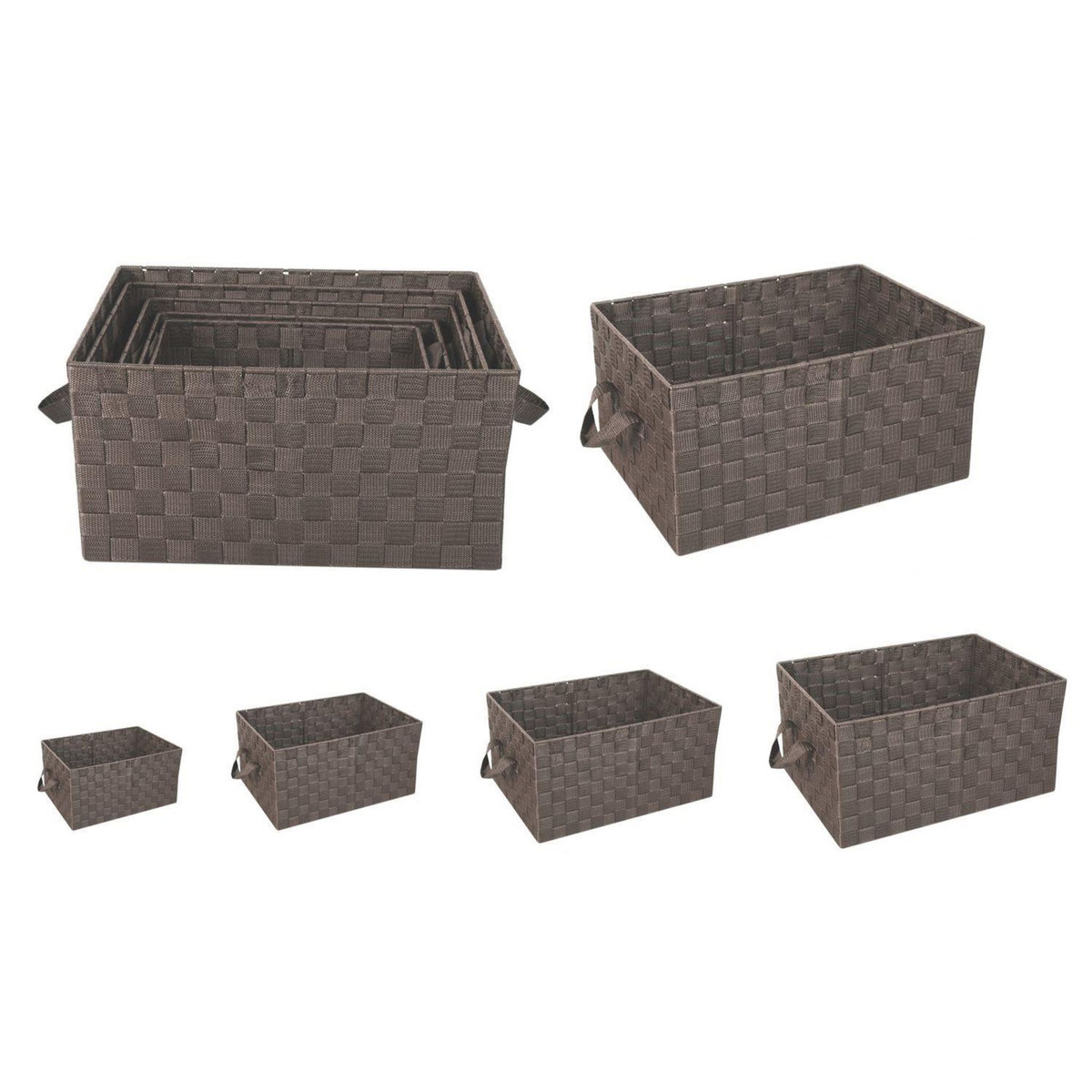 TOILINUX Lot de 5 Paniers avec 2 sangles en Polypropylène et Métal