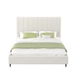 CONCEPT USINE Lit en tissu bouclettes beige 140x190 CAMBRIDGE