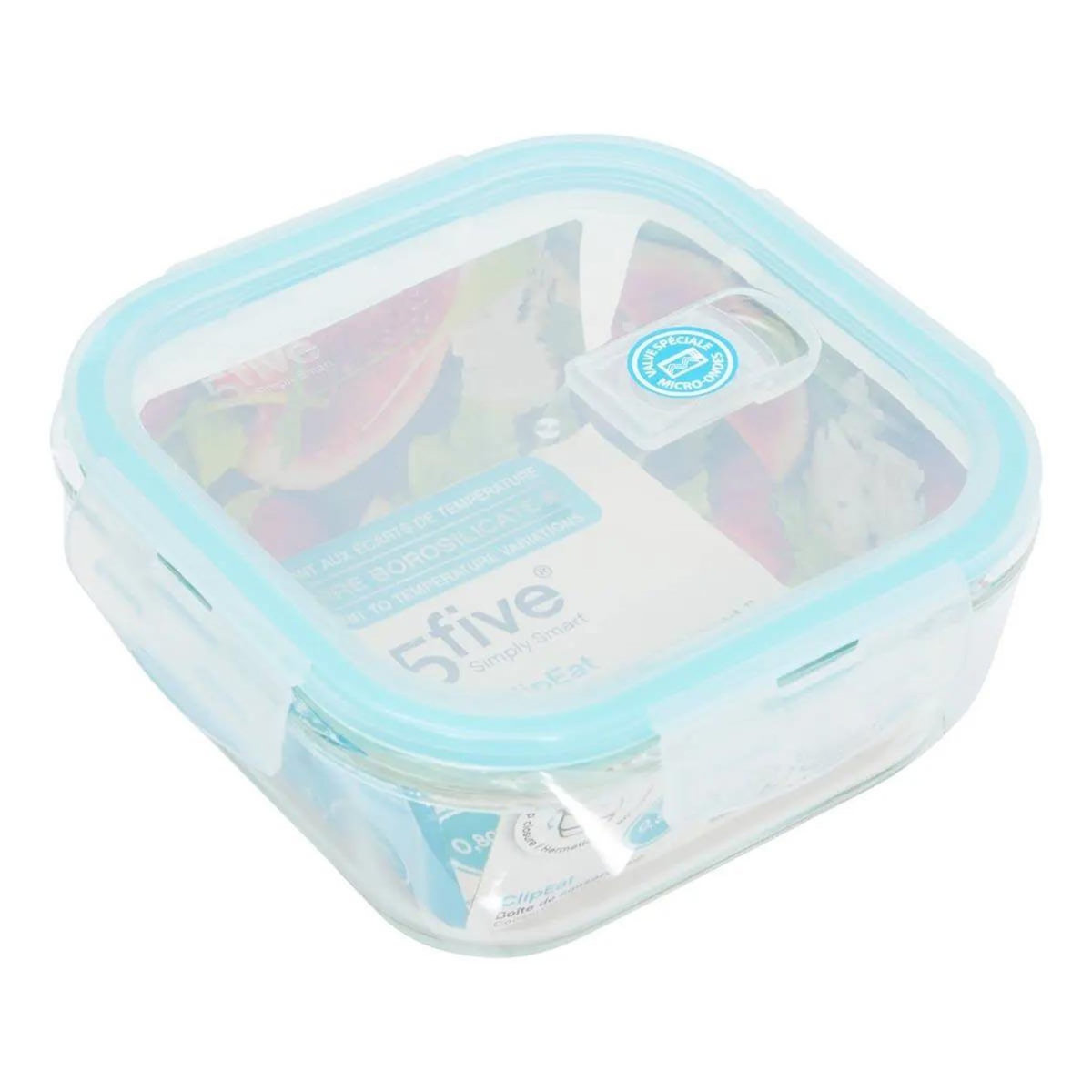 FIVE Boîte de Conservation Carrée  Clipeat  800ml Bleu