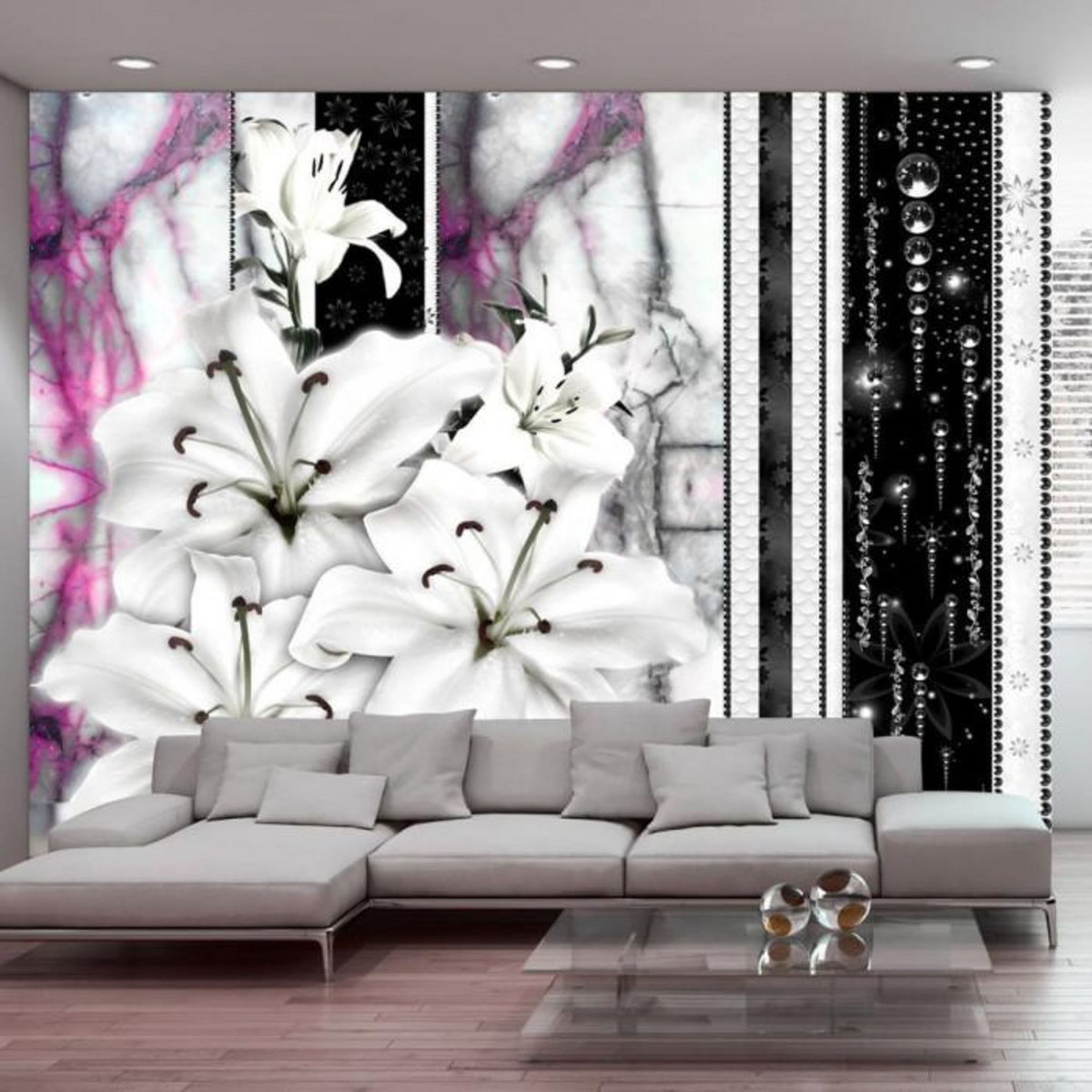 Paris Prix Papier Peint  Crying Lilies on Purple Marble