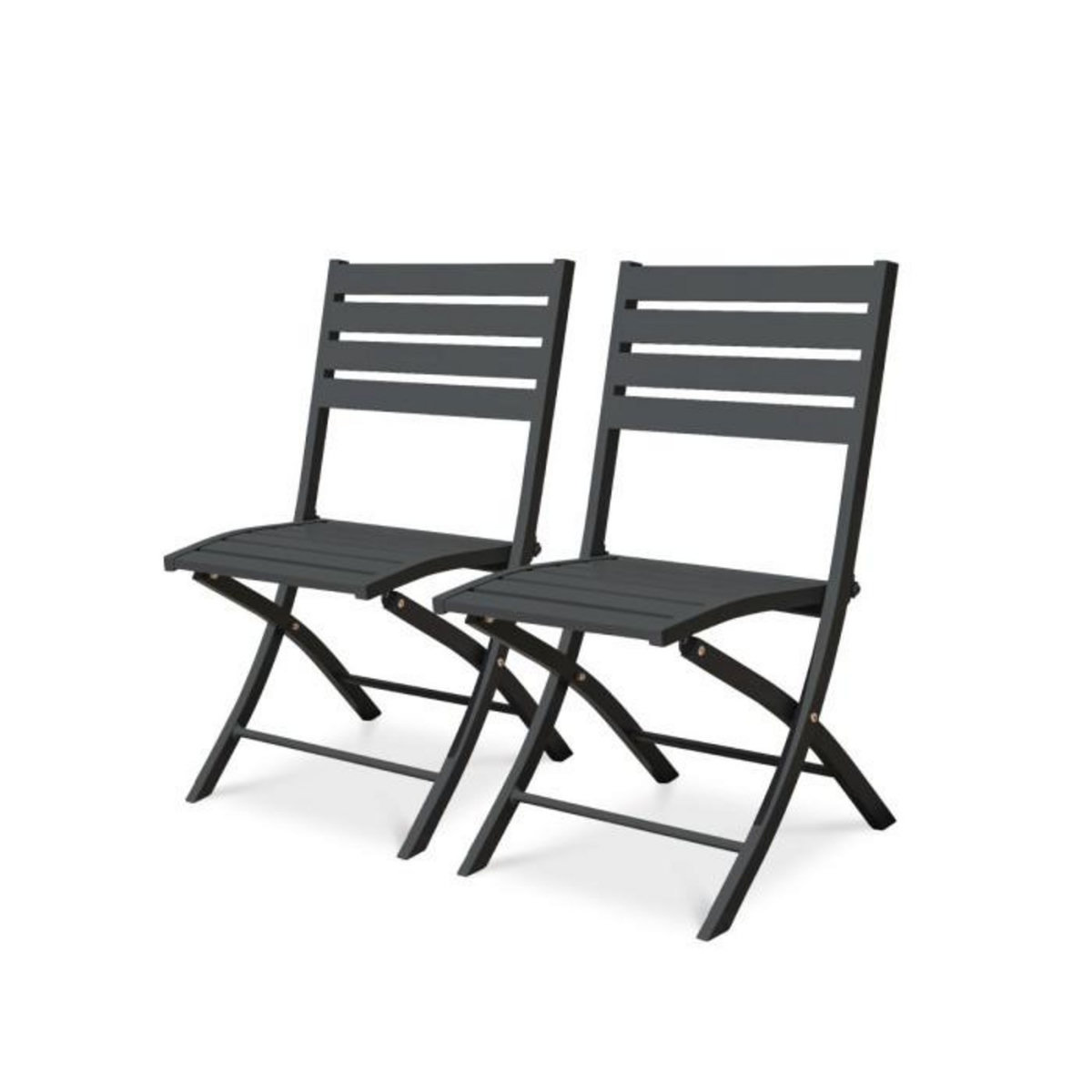 Paris Prix Lot de 2 Chaises de Jardin Pliantes  Marius  82cm Gris Anthracite