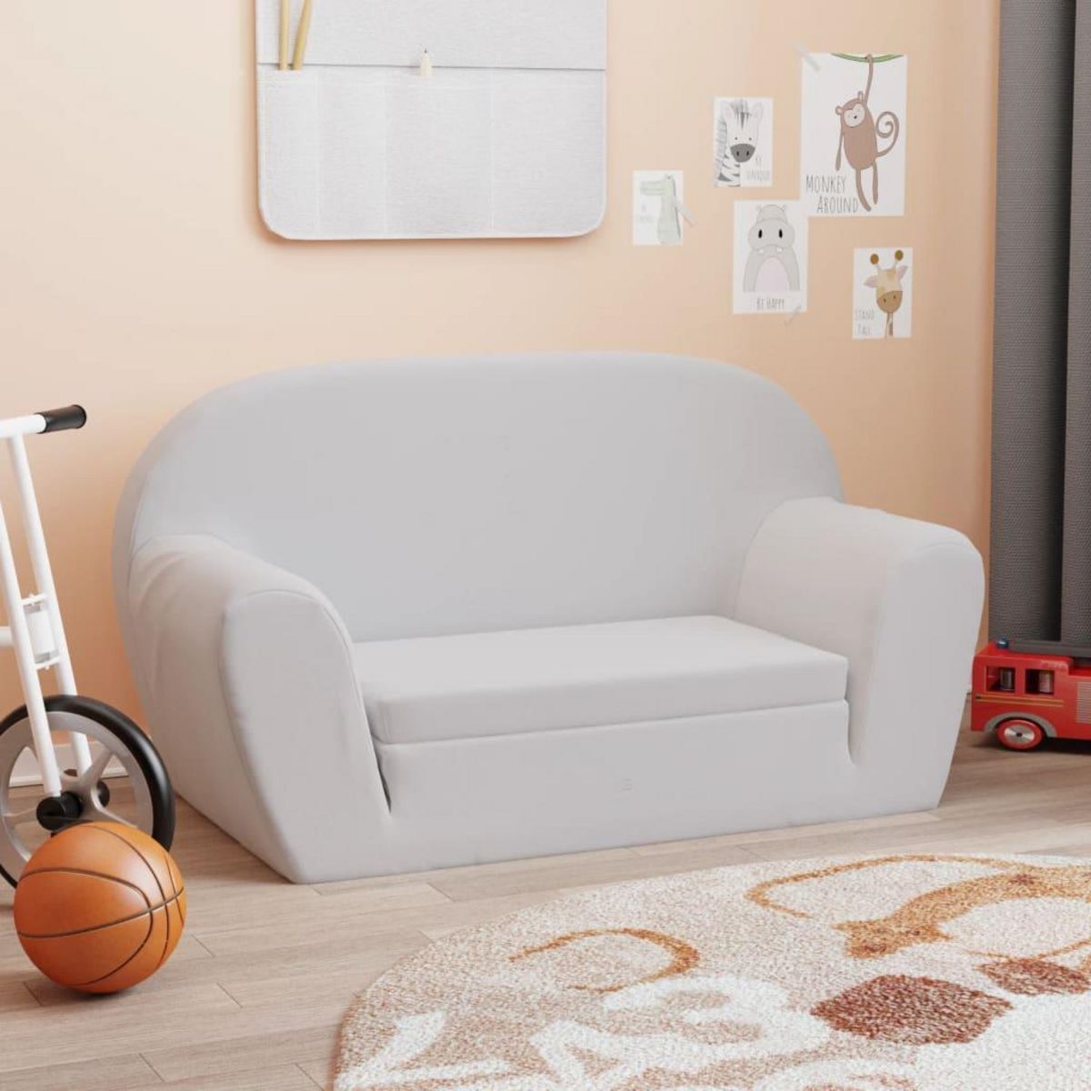 VIDAXL Chaise longue pliable pour enfants gris clair