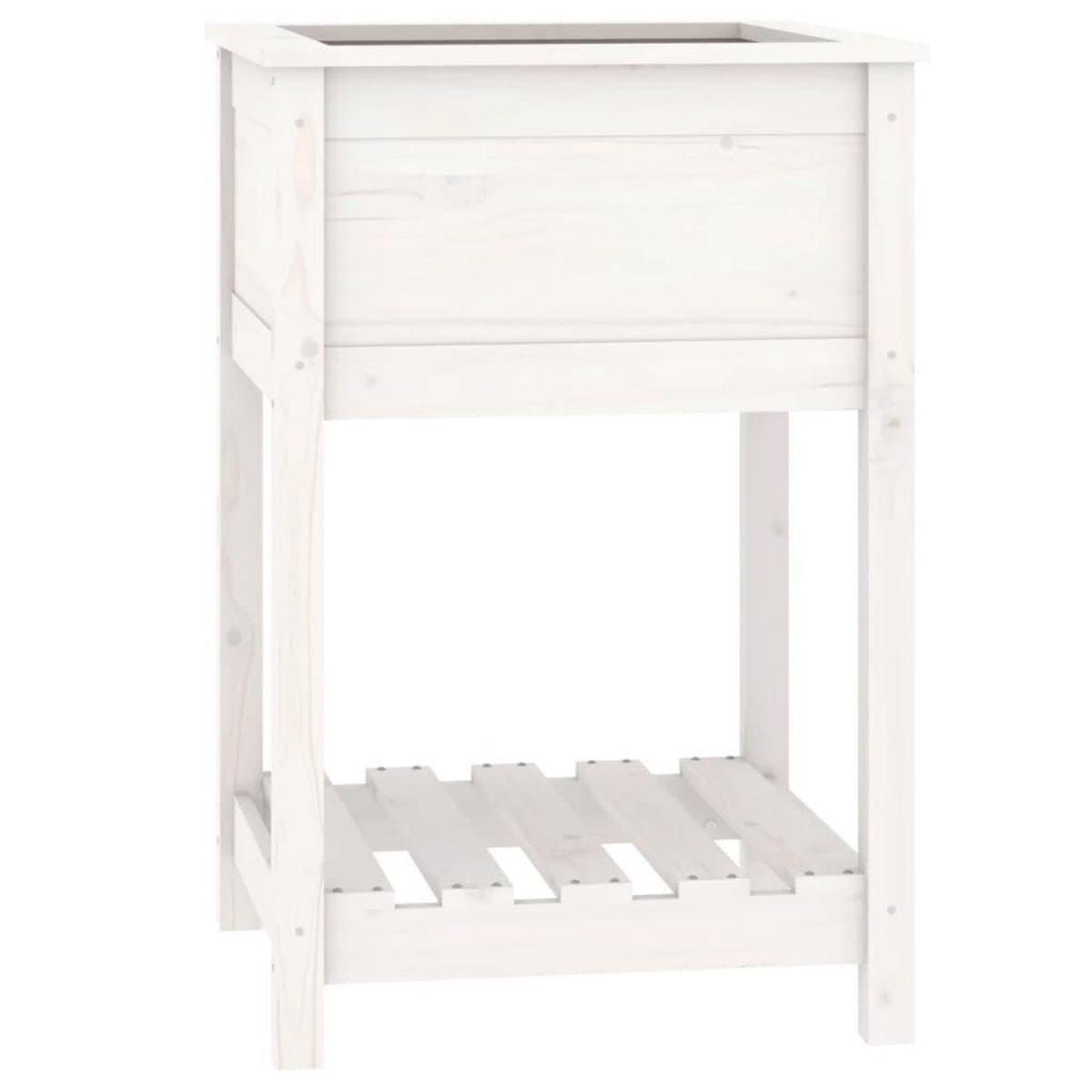 VIDAXL Jardiniere avec etagere Blanc 54x54x81 cm Bois massif de pin