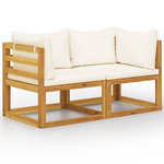 VIDAXL Banc de jardin a 2 places avec coussins blanc creme