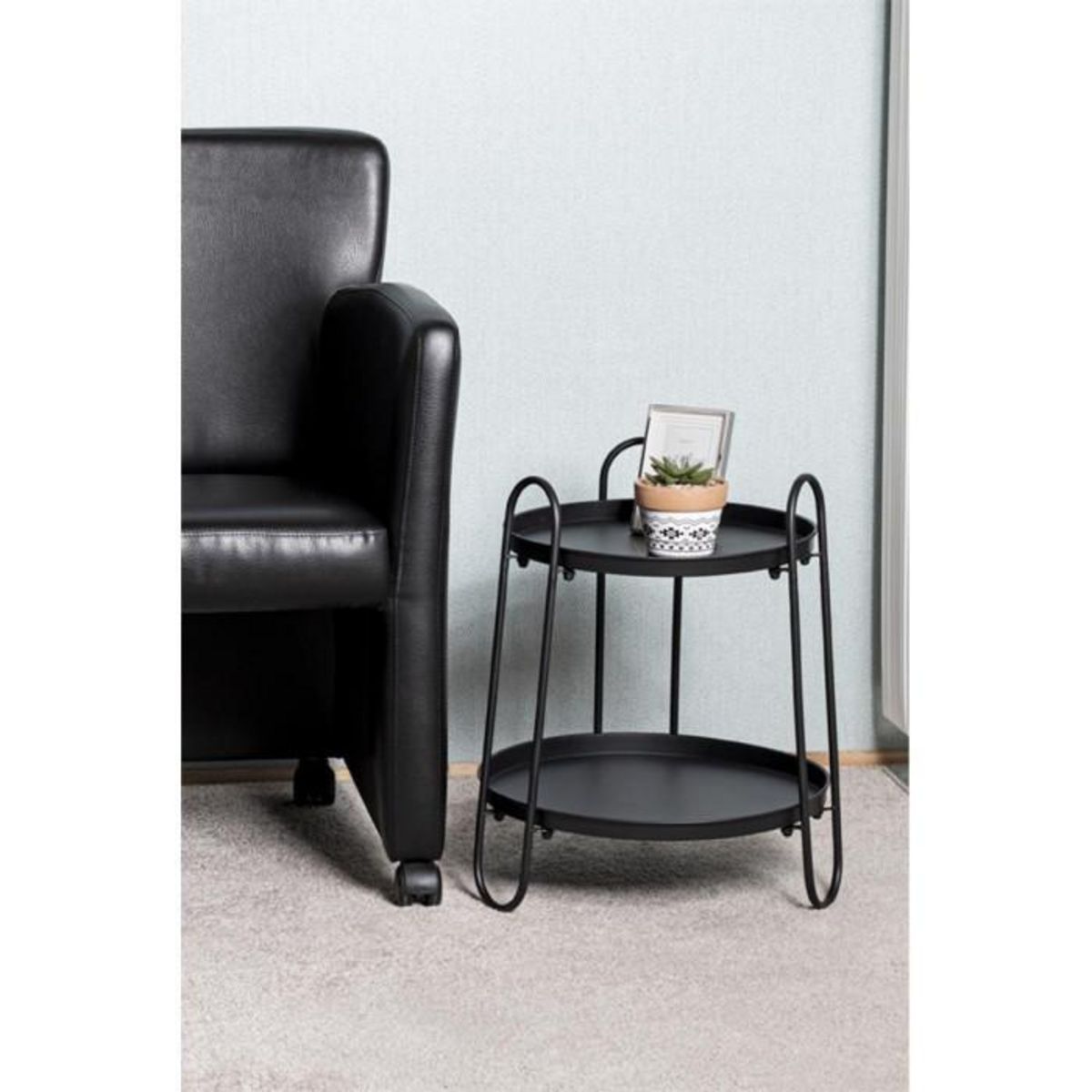 Paris Prix Table d'Appoint Design  Amita  50cm Noir Laqué