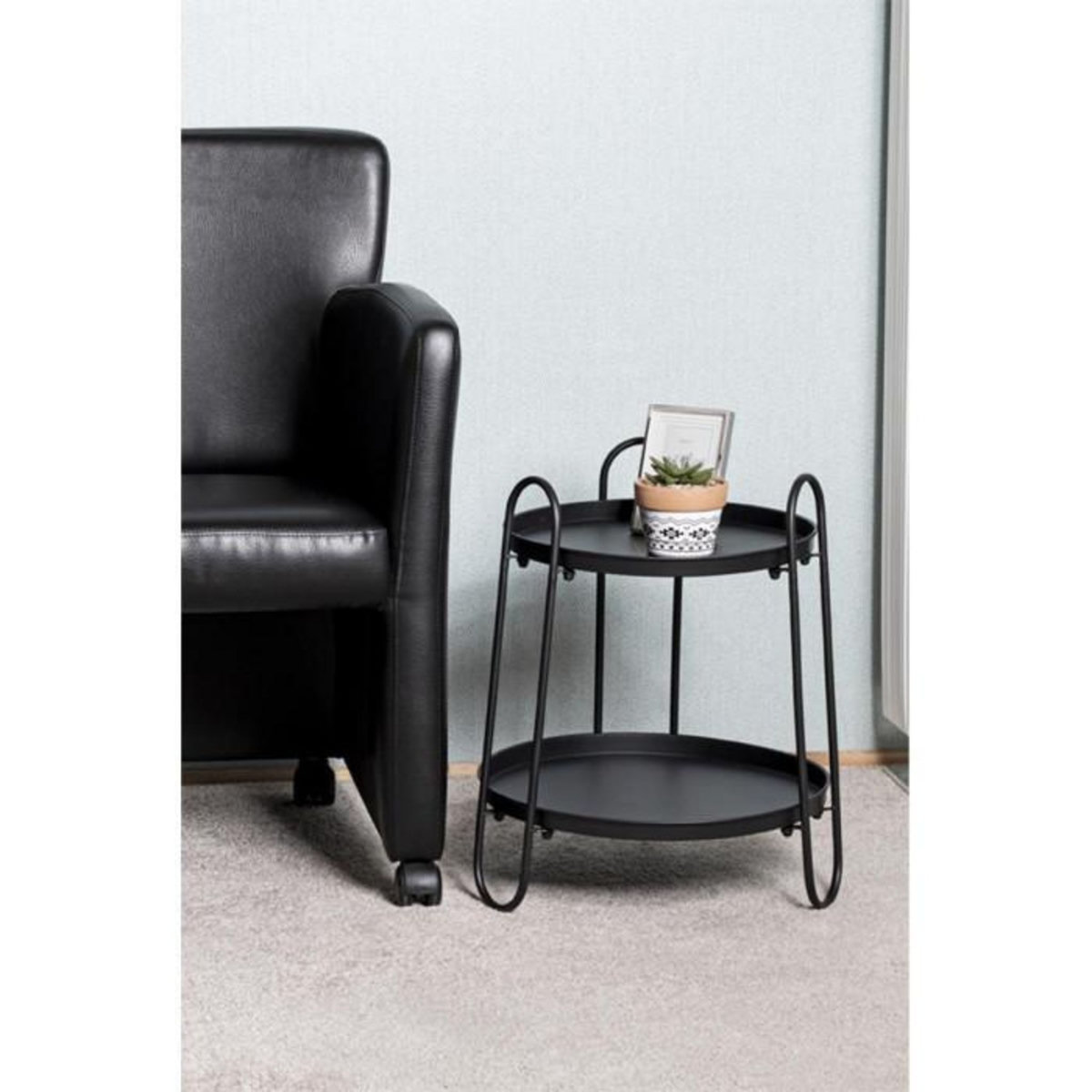 Paris Prix Table d'Appoint Design  Amita  50cm Noir Laqué