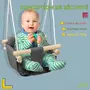 HOMCOM Balançoire bébé enfant siège bébé balançoire réglable barre sécurité accessoires inclus coton gris
