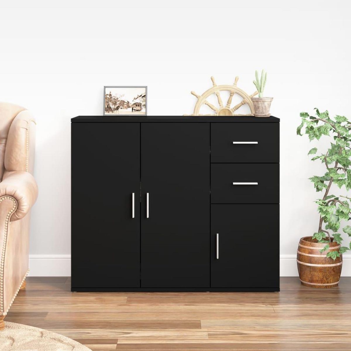 VIDAXL Buffet Noir 91x29,5x75 cm Bois d'ingenierie