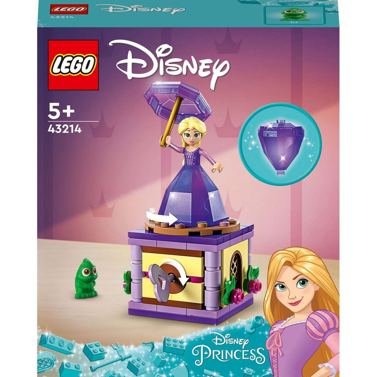 LEGO 43214 Disney Princesse Raiponce Tourbillonnante, Jouet de Construction  avec Mini-Poupée Robe Diamant et Figurine Pascal Le Caméléon, Enfants 5 Ans  : : Jeux et Jouets