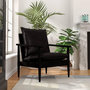 Voir la diapositive 1 : VIDAXL Fauteuil Noir Cuir veritable avec bois d'acacia