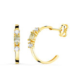 L'ATELIER D'AZUR Boucles d'Oreilles Demi Créoles Aigues-Marines - Or 18 Carats 750 Jaune