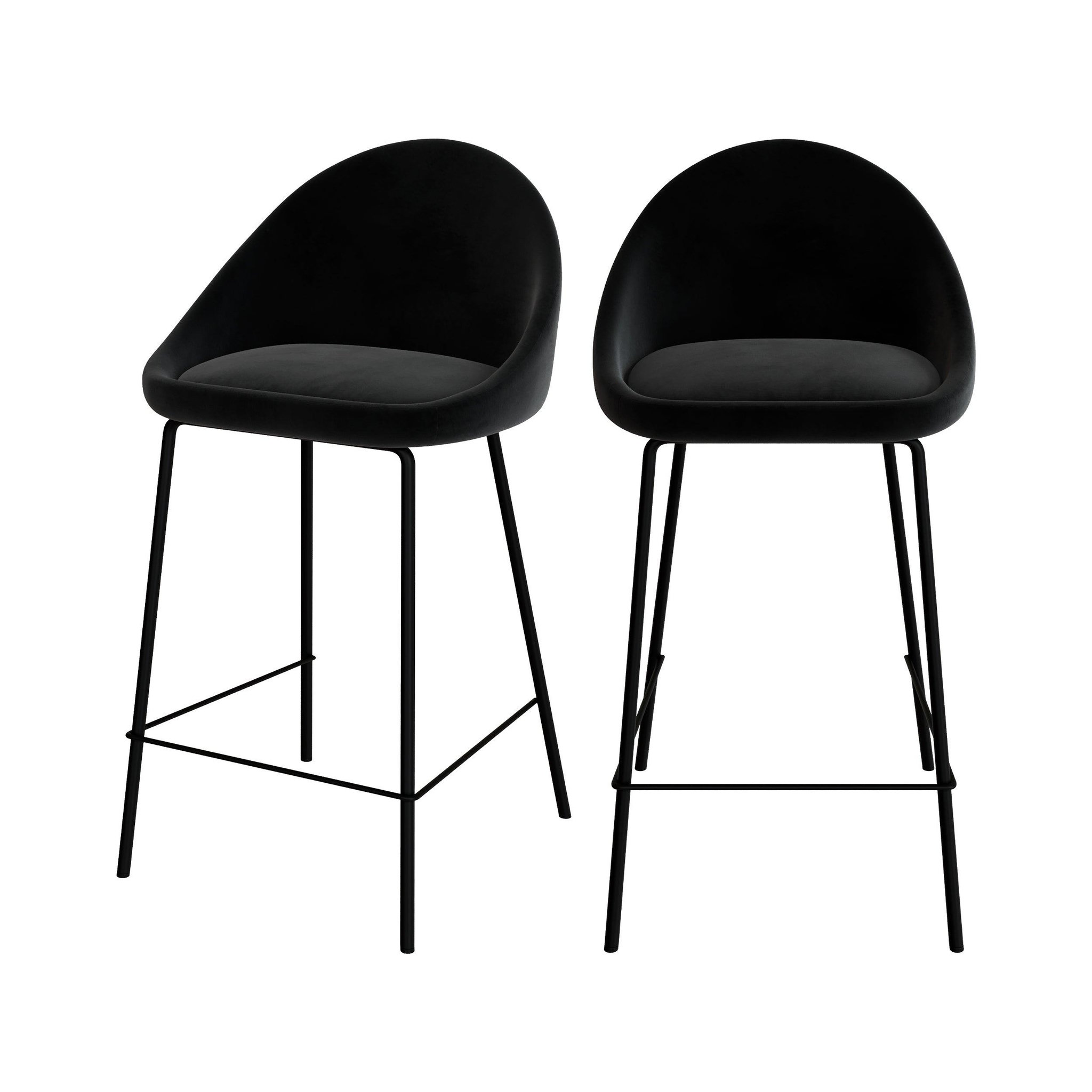 MAISON PAVANE Lot de 2 chaises pour îlot central 65 cm en velours noir-misty
