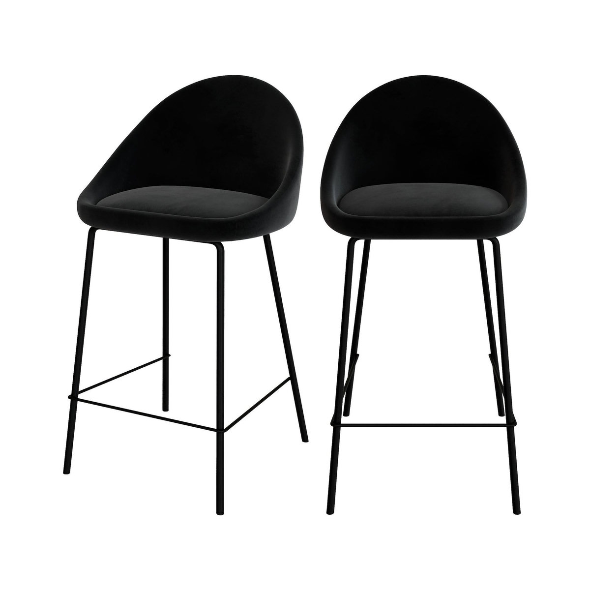 Rendez vous déco Lot de 2 chaises pour îlot central 65 cm en velours noir-Misty