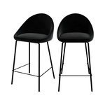 Rendez vous déco Lot de 2 chaises pour îlot central 65 cm en velours noir-Misty
