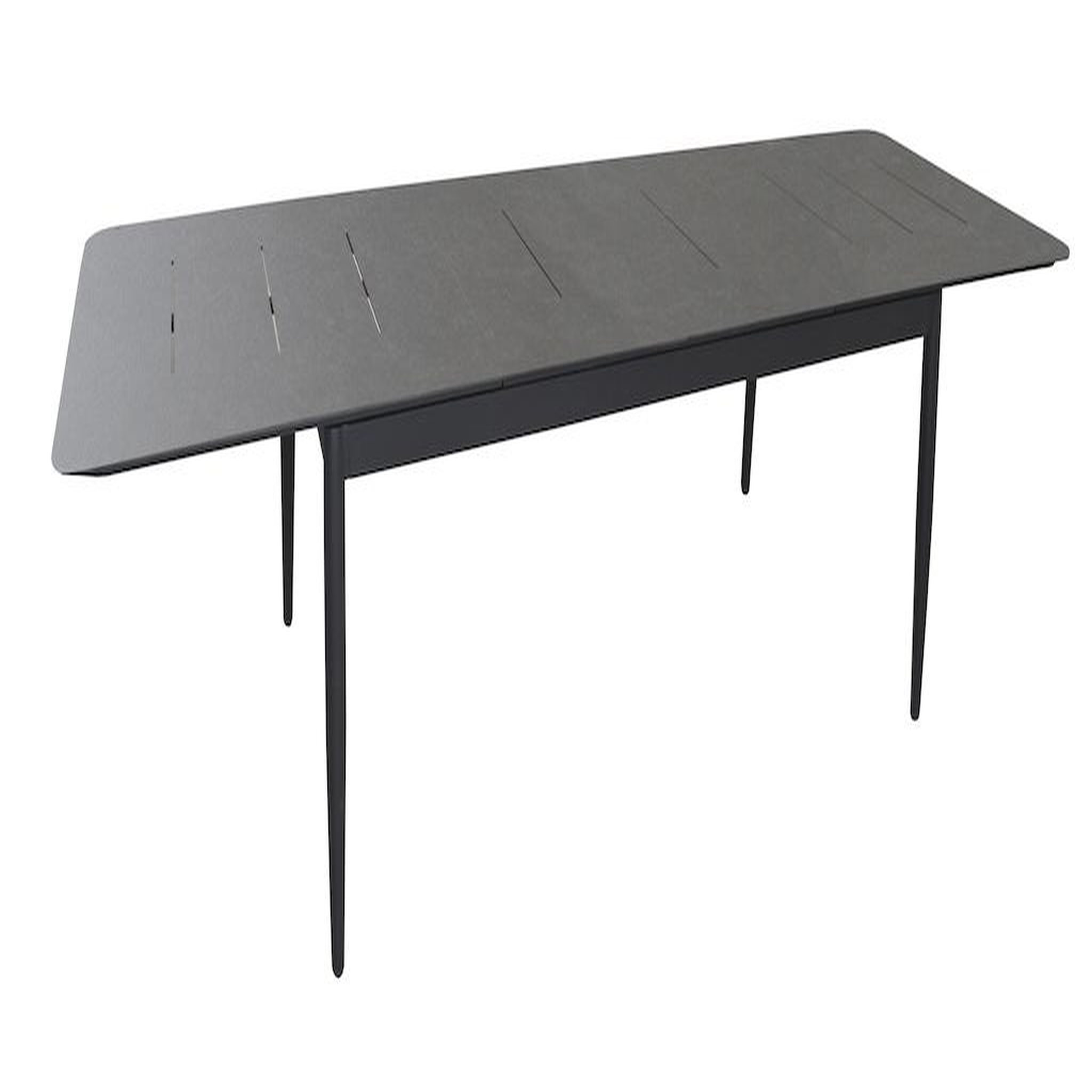Proloisirs Table DUBLIN 200/250/300 x 100 cm - Aluminium époxy graphite / Plateau HPL Stone Black - Allonge escamotable papillon