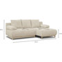 Voir la diapositive 5 : MARKET24 Canapé d'angle droit convertible MIKA 3 places - Velours côtelé beige - Coffre de rangement - L218 x P98/145 x H84 cm