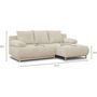Voir la diapositive 5 : MARKET24 Canapé d'angle droit convertible MIKA 3 places - Velours côtelé beige - Coffre de rangement - L218 x P98/145 x H84 cm