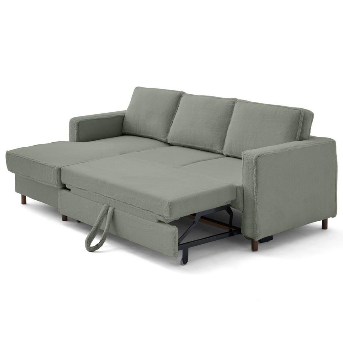 LISA DESIGN Jake - canapé d'angle gauche 4 places convertible avec coffre en fausse fourrure