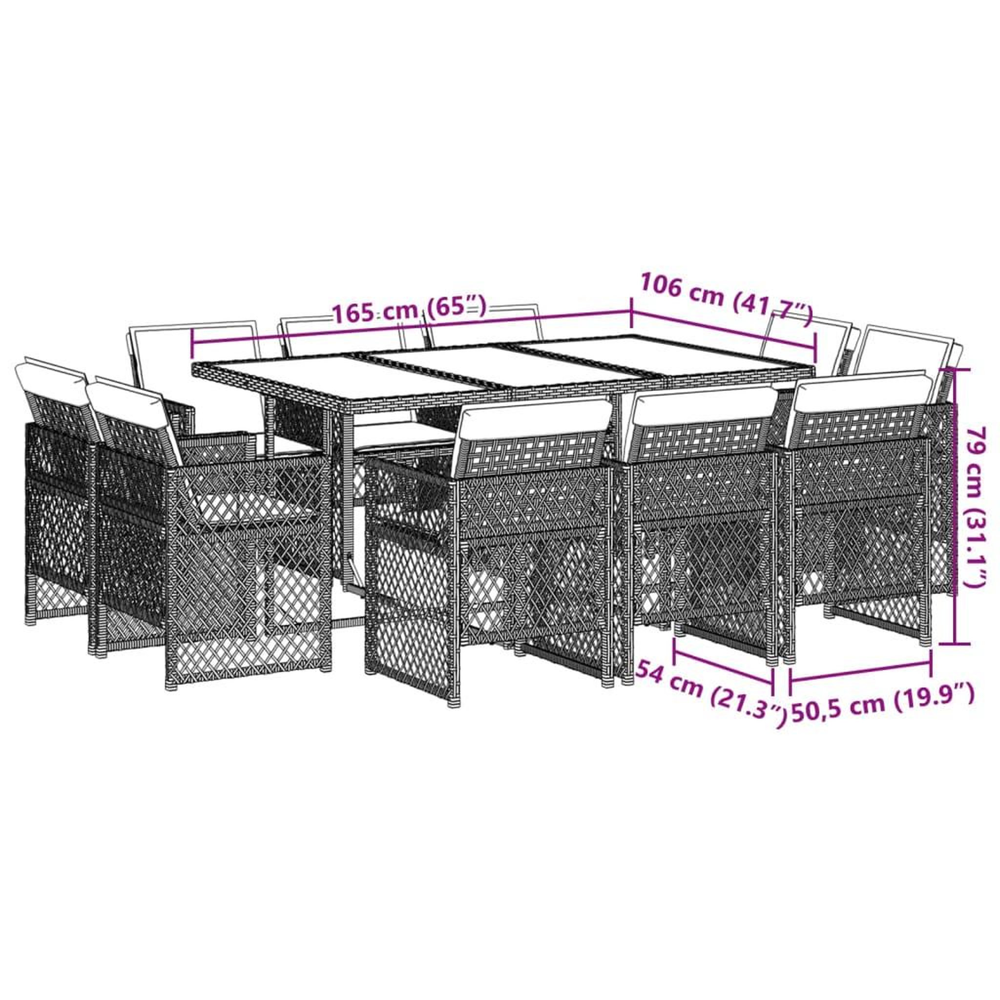 Voir la diapositive 6 : VIDAXL Ensemble a manger de jardin et coussins 11 pcs melange beige