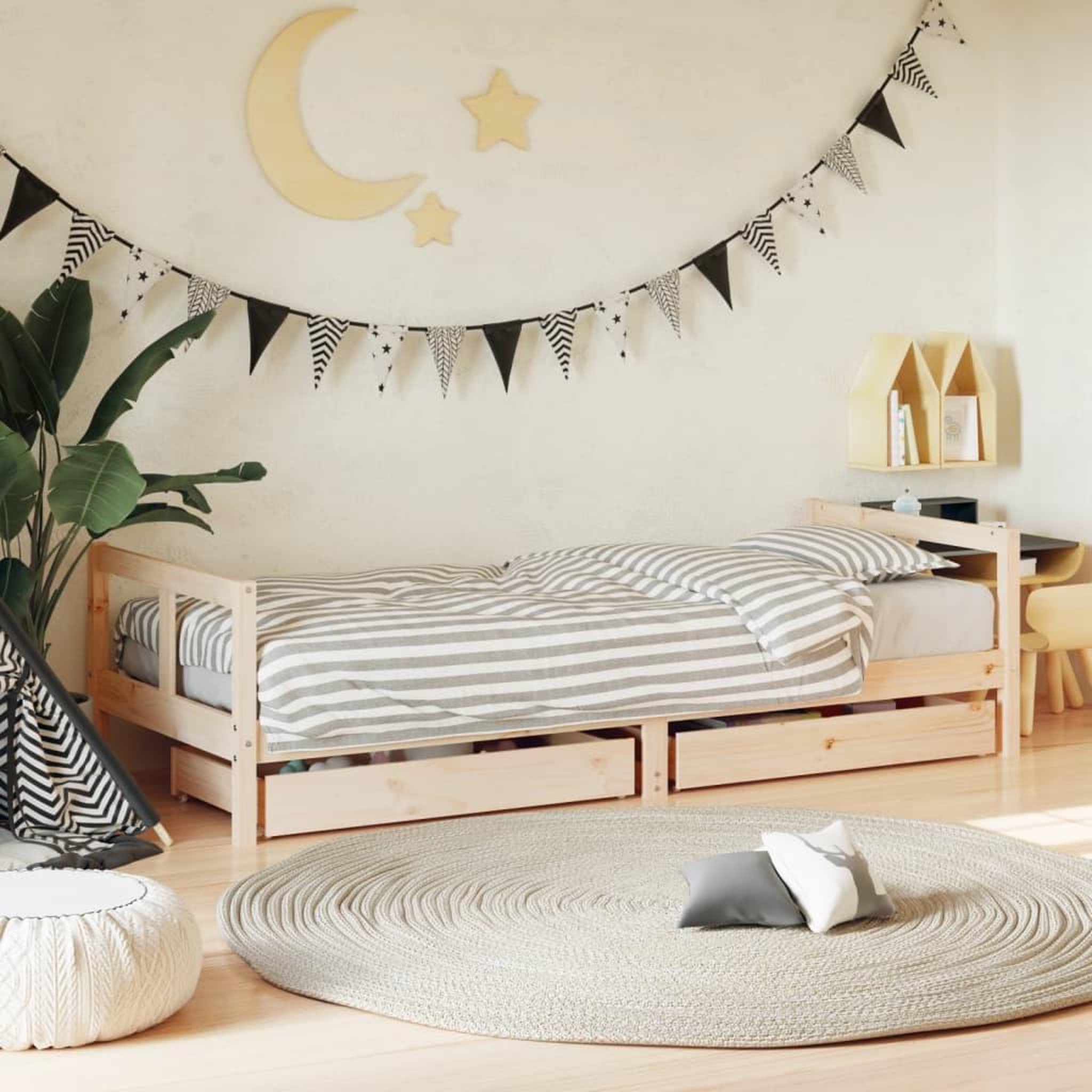 VIDAXL Cadre de lit pour enfants gris 80x200 cm bois de pin massif