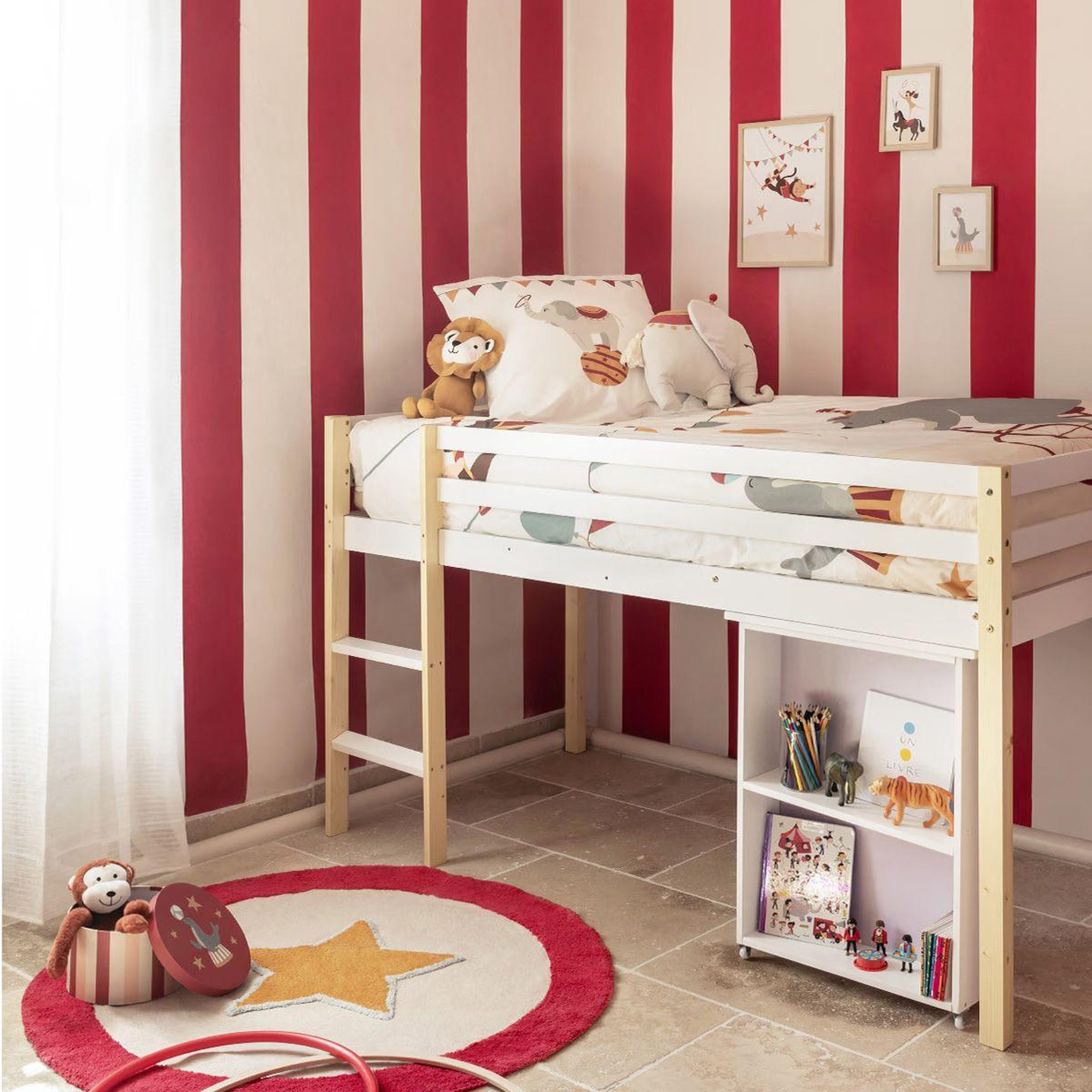 Voir la diapositive 3 : Atmosphera Kids Tapis rond enfant  circus  120cm beige